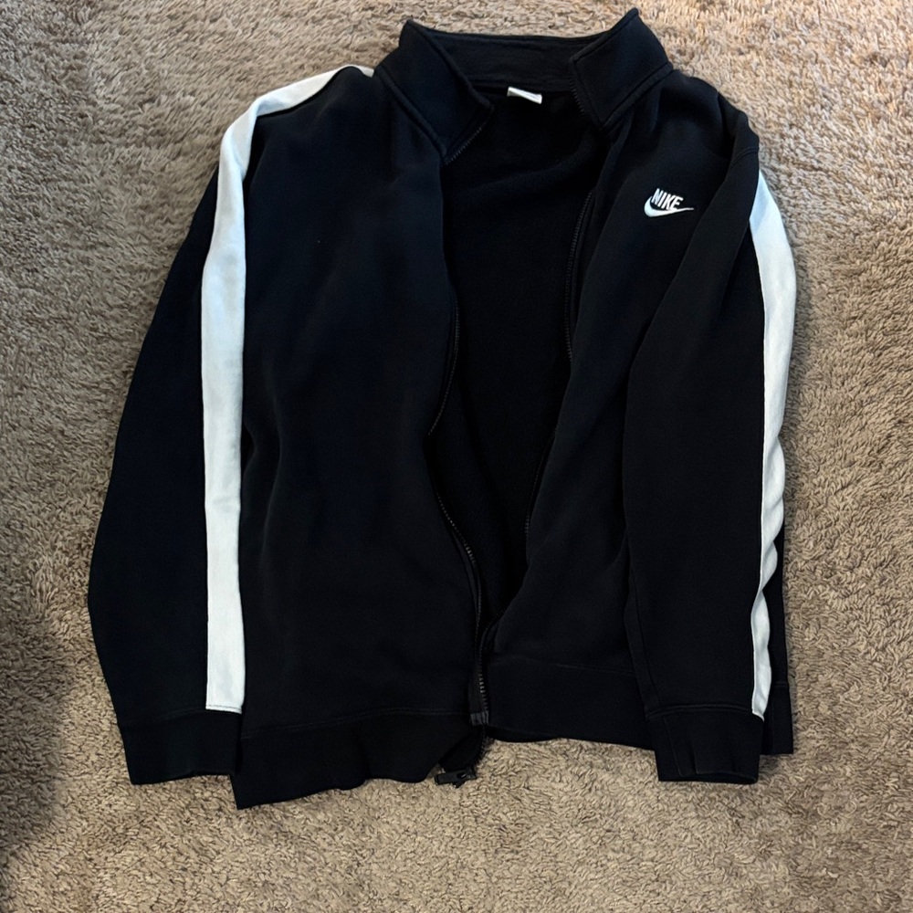 Nike Black Jacket with White Stripes